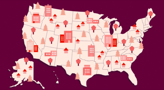 An illustrated map of the United States